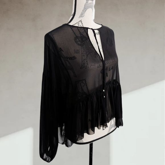 Wilfred Tops - WILFRED sheer long sleeve blouse